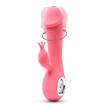 Load image into Gallery viewer, Pink Color 7 Speeds Rechargeable Silicone Penis Shape Vibrator with Rotation and Heating