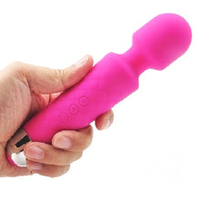 Load image into Gallery viewer, Pink 18-Speed Strong Vibrating Rechargeable Wand Massager (USB Recharging) with attachments
