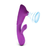 Load image into Gallery viewer, 12-Speed Purple Color Rechargeable Silicone Vibrator with Sucking Function Accessory
