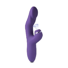 10-Speed Purple Color Silicone G-Spot Vibrator with Clitoral Massager and Heating Function